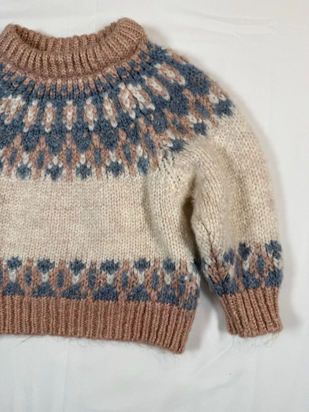 ZARA Baby Girls Fair Isle Knit Sweater Size 6-9 Months Cozy Nordic Cottagecore